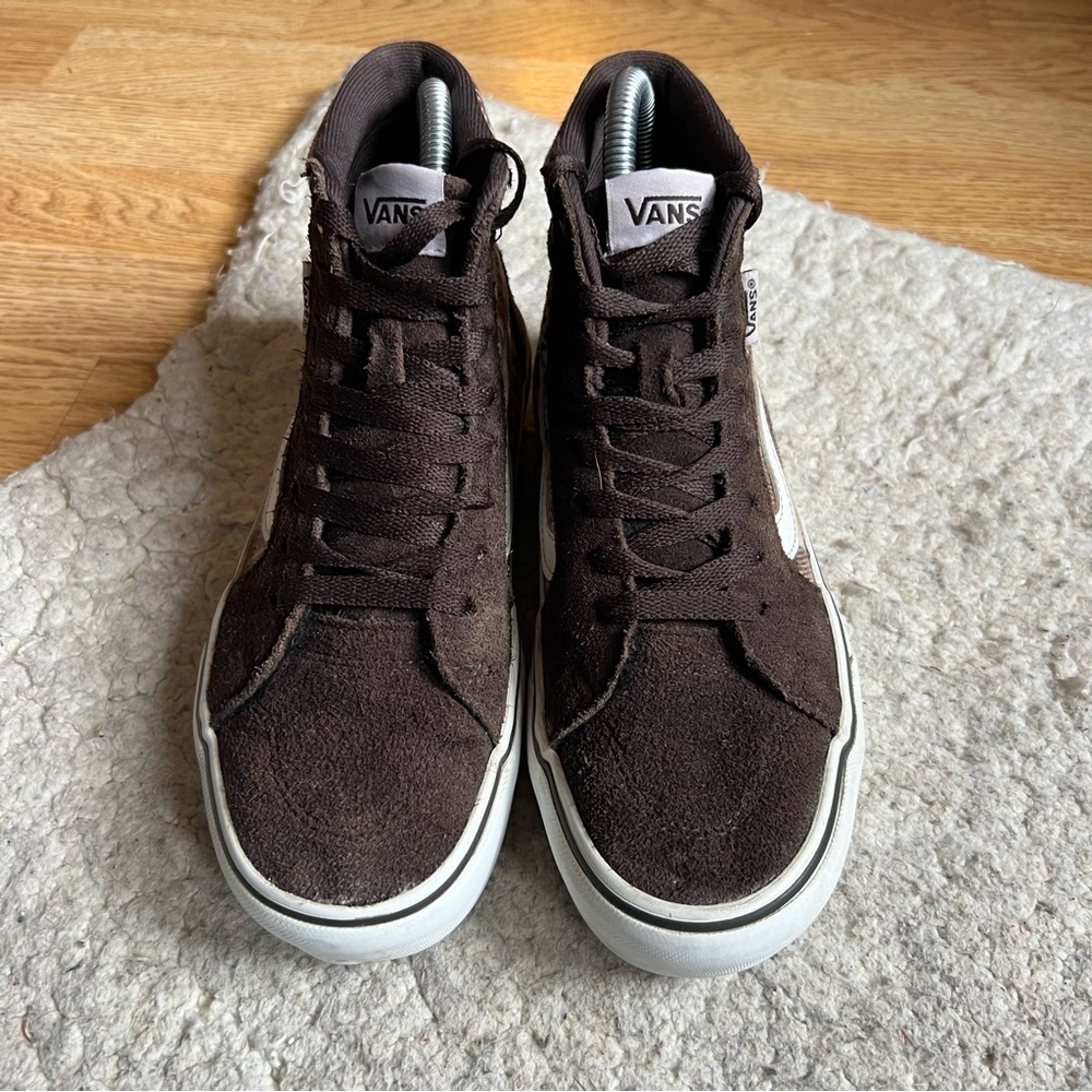 Vans: Brown Cream Tan Plaid Mix Filmore Hi Platform Sneakers Women's Size 6 - Picture 2 of 14